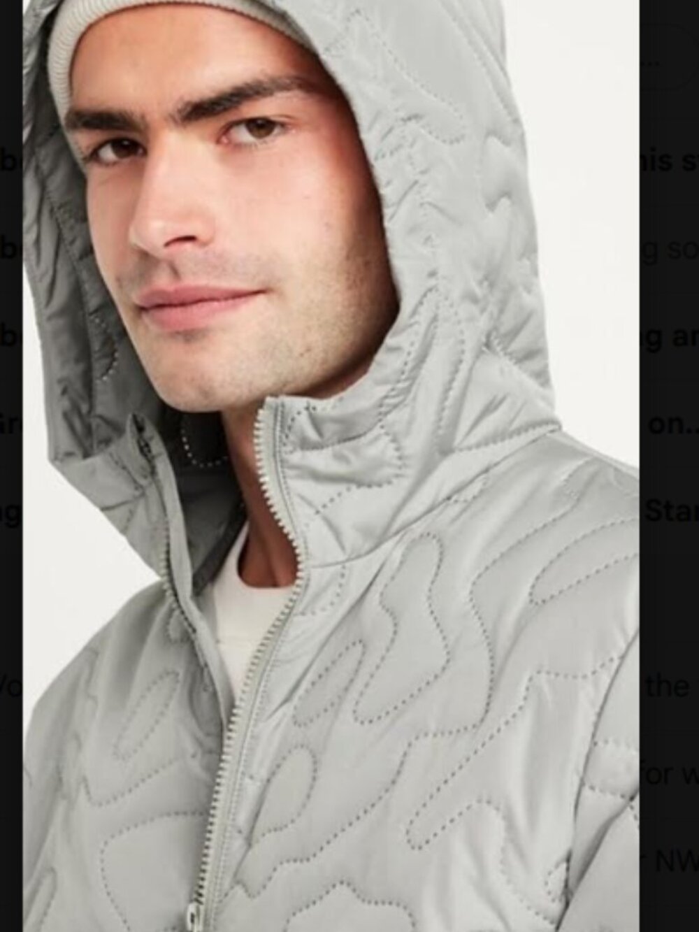 NWT Men's Old Navy Gray Quilted Zip Jacket Lightweight Water- Resistant, Size L